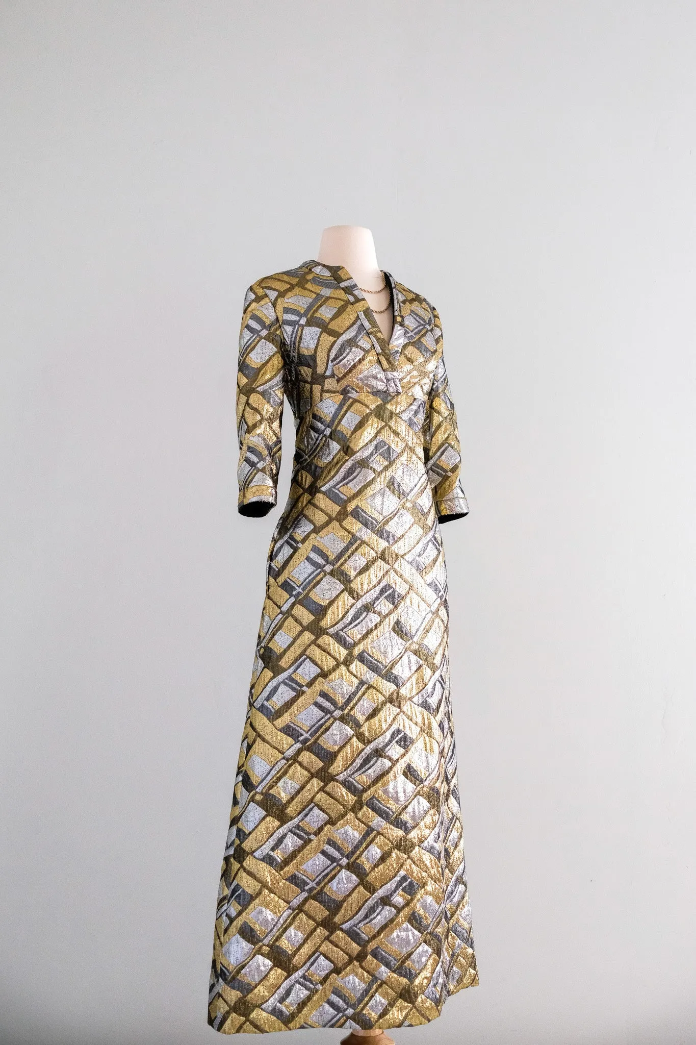 Alluring 1960's Metallic Brocade Mirage Lame’ Kaftan by Dynasty / M