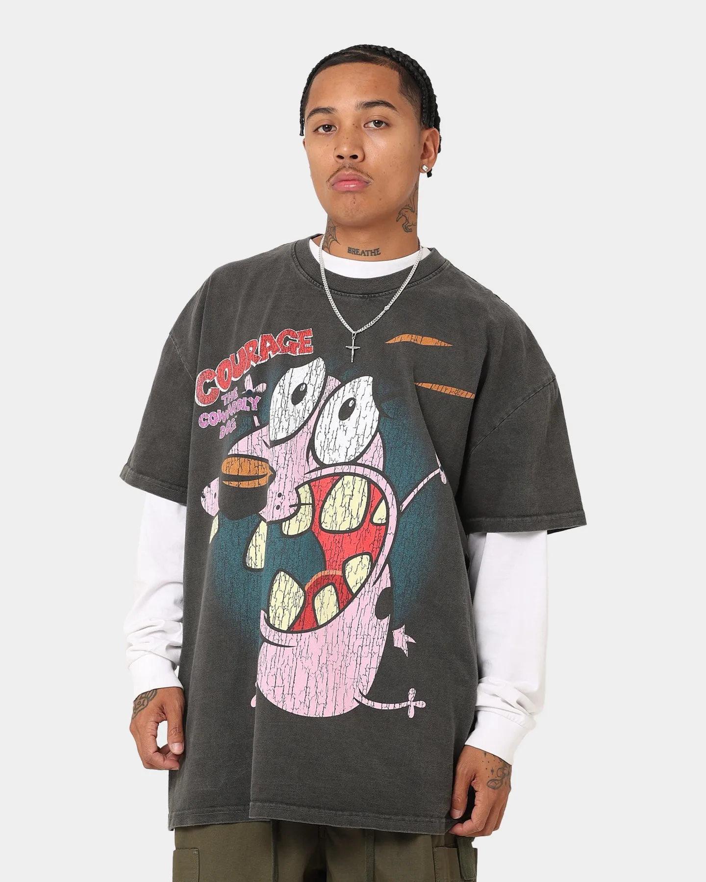 American Thrift X Cartoon Network Courage Heavyweight T-Shirt Black Wash