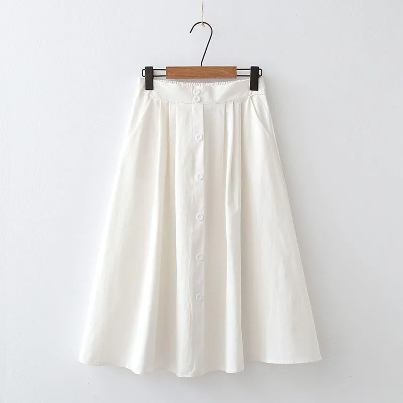 Bella High Waist Pleated Cotton Skirt