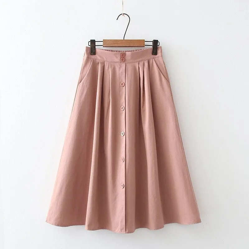 Bella High Waist Pleated Cotton Skirt