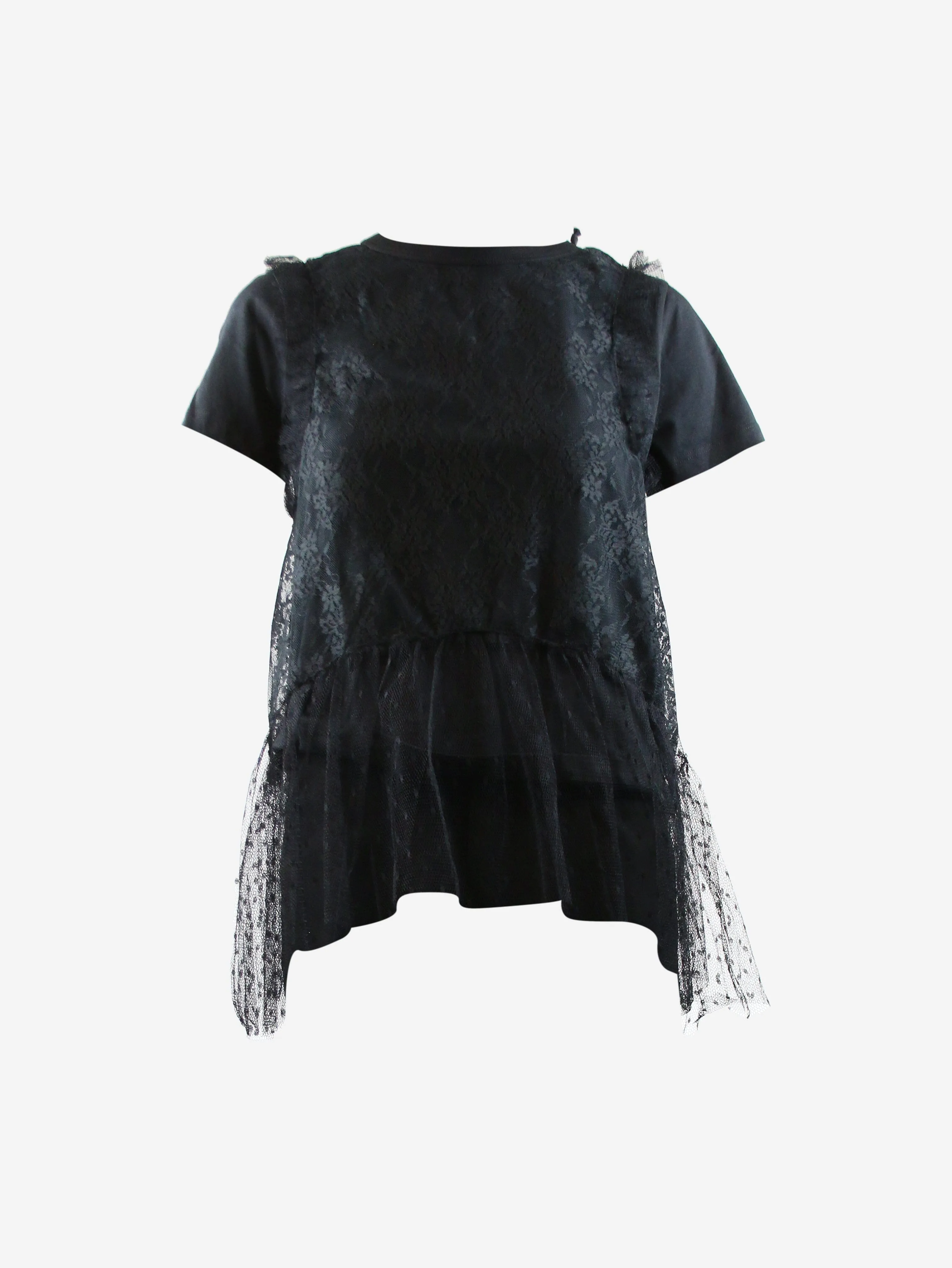 Black lace peplum top - size XS