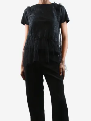 Black lace peplum top - size XS