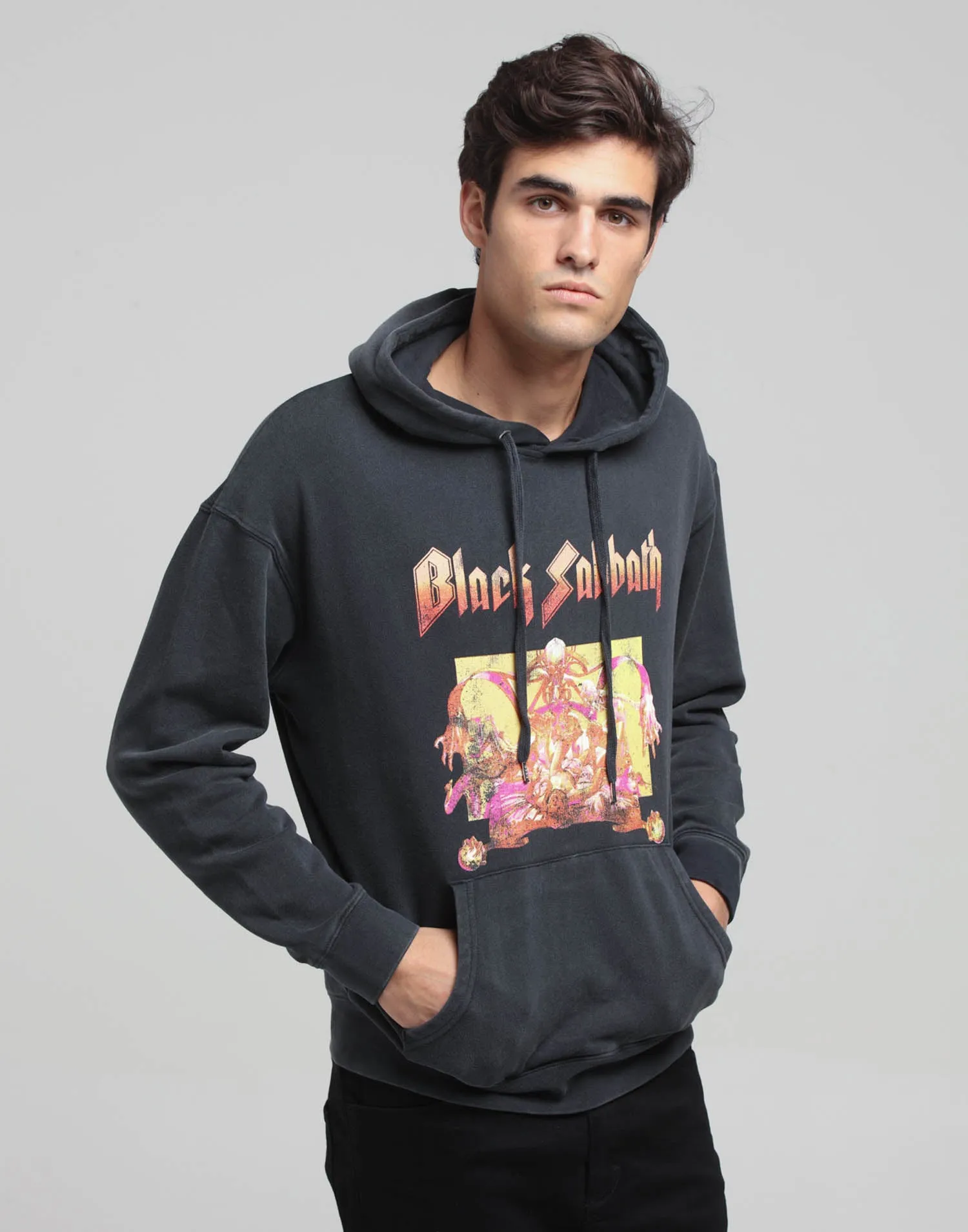 Black Sabbath Flames Vintage Hood Black