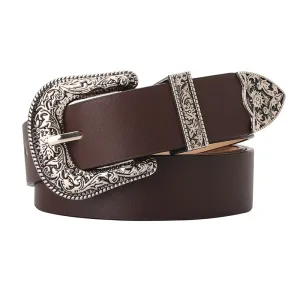 Carved Buckle Decorative Belt Elegant Retro Pin Buckle Belt Jeans Strap