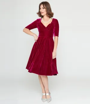 Collectif Plum Velvet Trixie Flare Dress