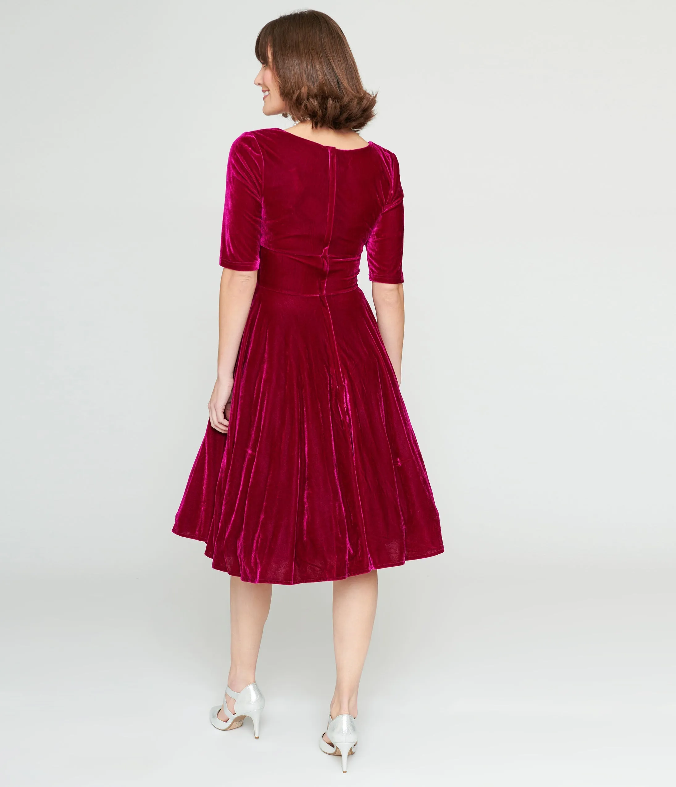 Collectif Plum Velvet Trixie Flare Dress