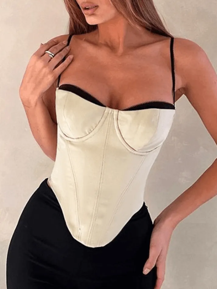 Contrast Color Slim Corset Top