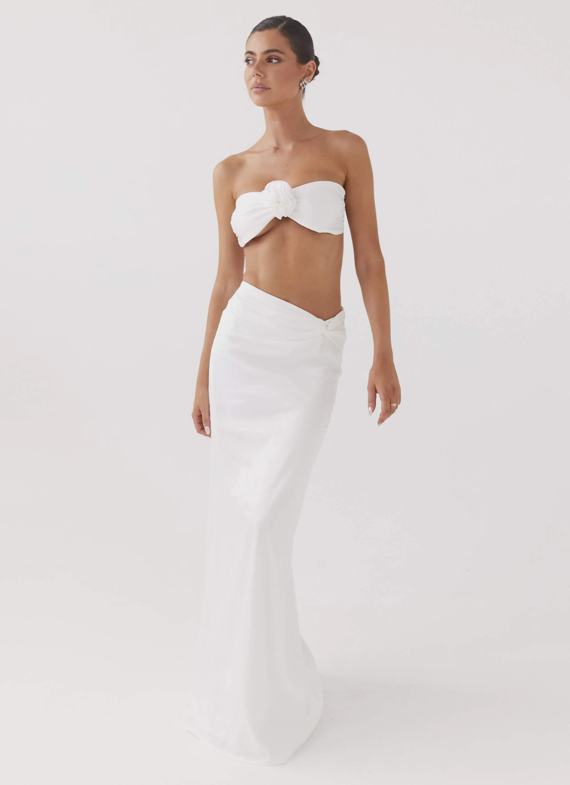 Crescent Light Twist Maxi Skirt - Ivory