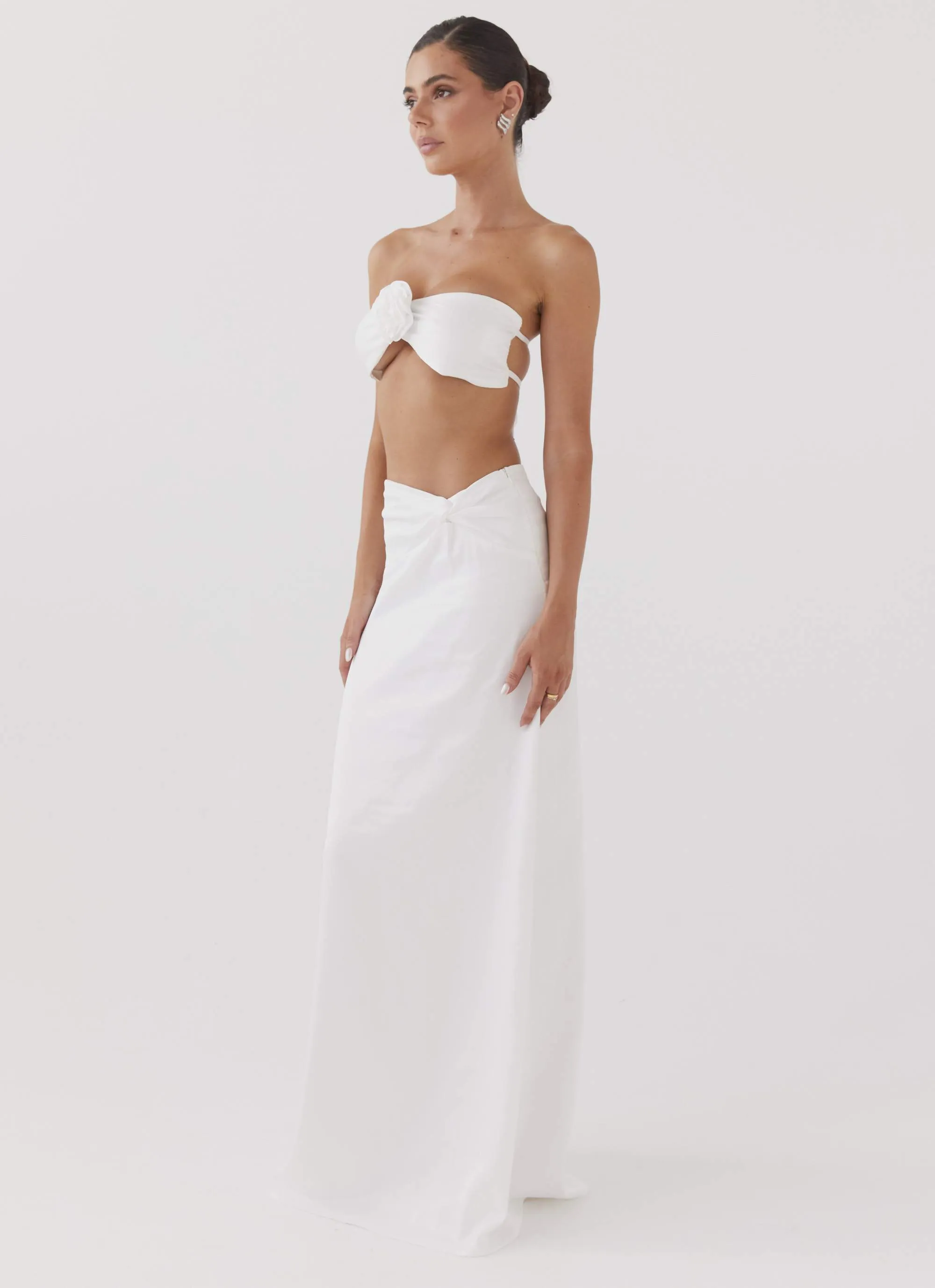 Crescent Light Twist Maxi Skirt - Ivory