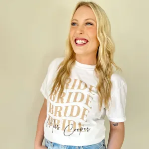 Custom Bride T-Shirt with Retro Wave Print