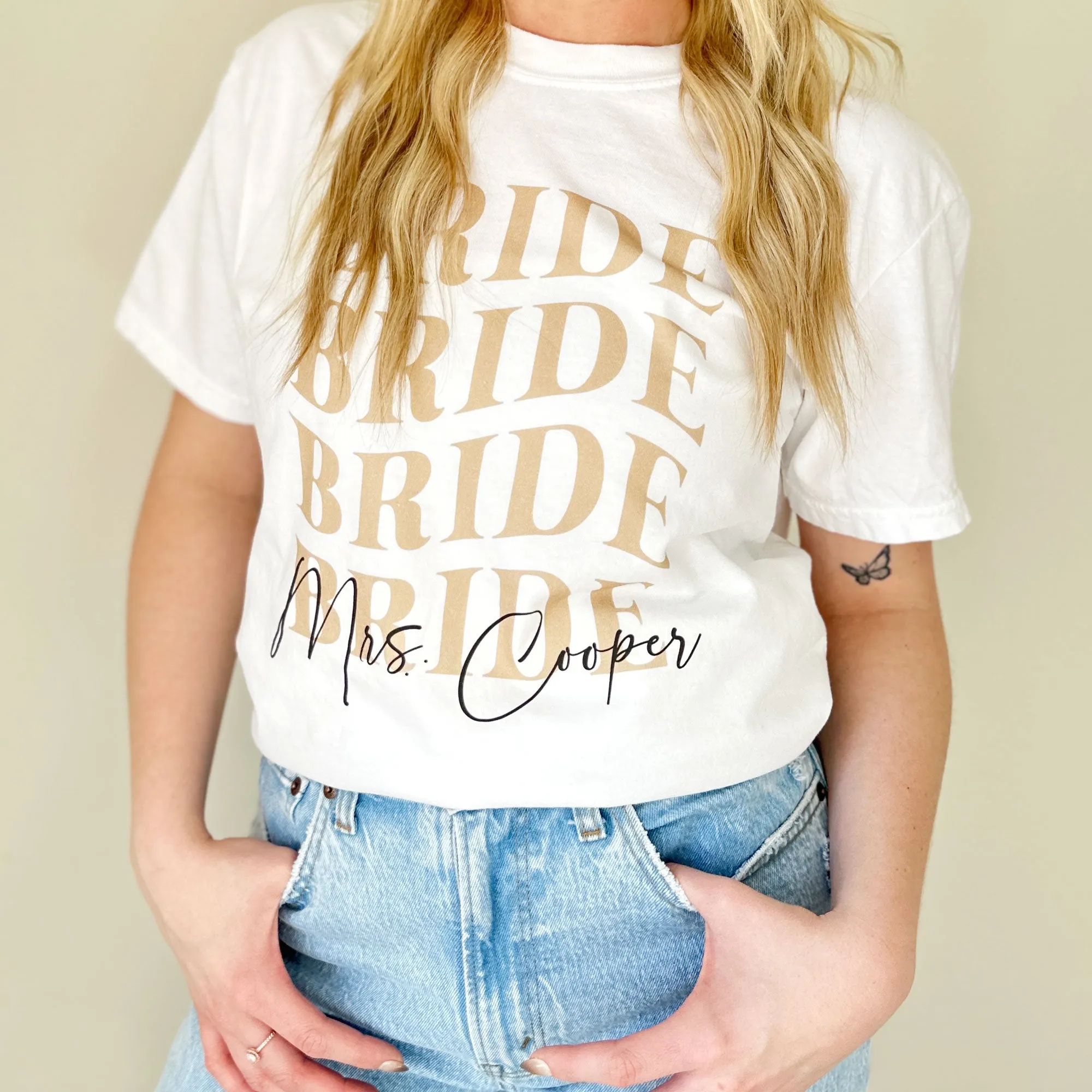 Custom Bride T-Shirt with Retro Wave Print