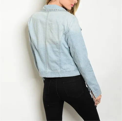 Denim "couture" studded jacket