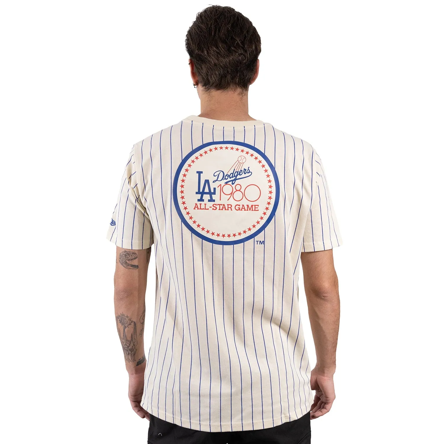 Dodgers Pinstripe Mesh Back Tee - Mens