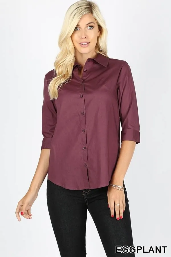 Eggplant Button Down Blouse