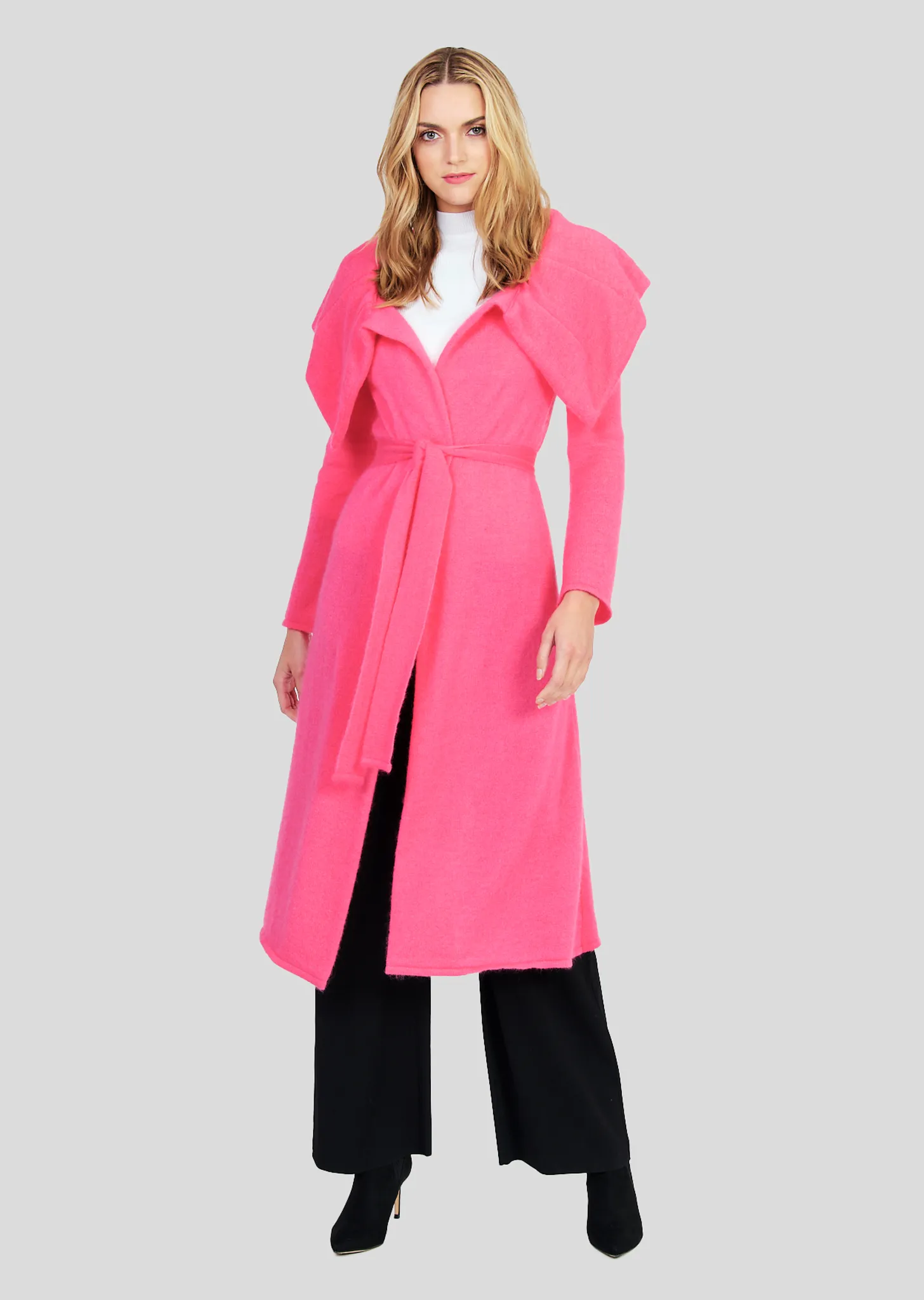 Elisa – Solid Mohair Coat with Belt