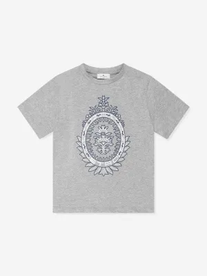 Etro Boys Crest Logo T-Shirt in Grey