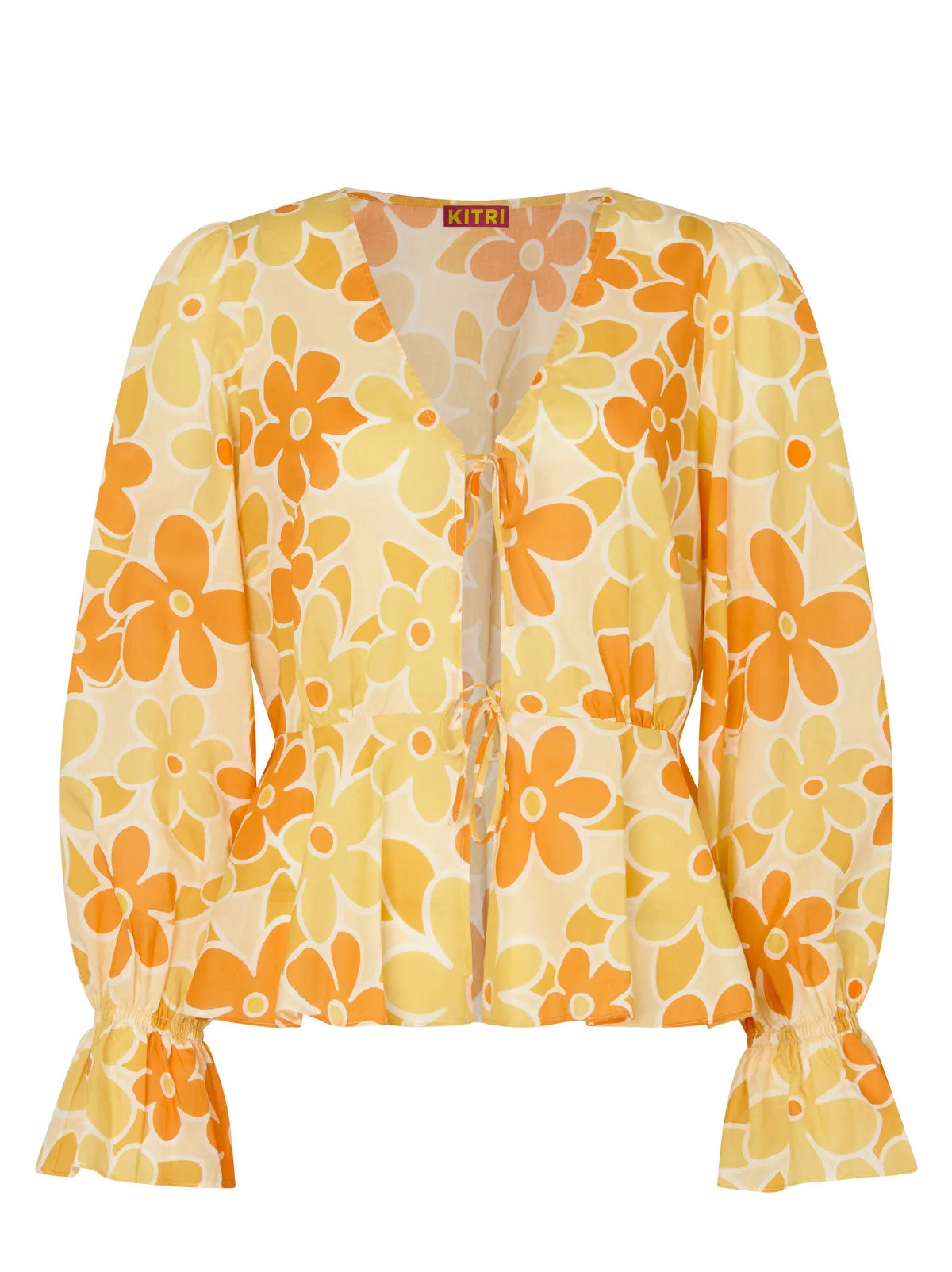 Etta Yellow Floral Print Tie Front Top