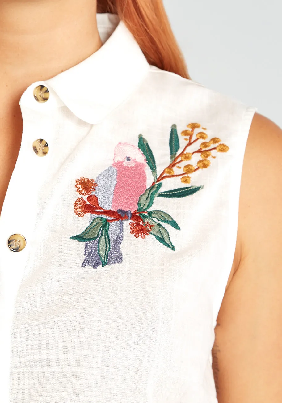 Exotic Palette Embroidered Sleeveless Blouse