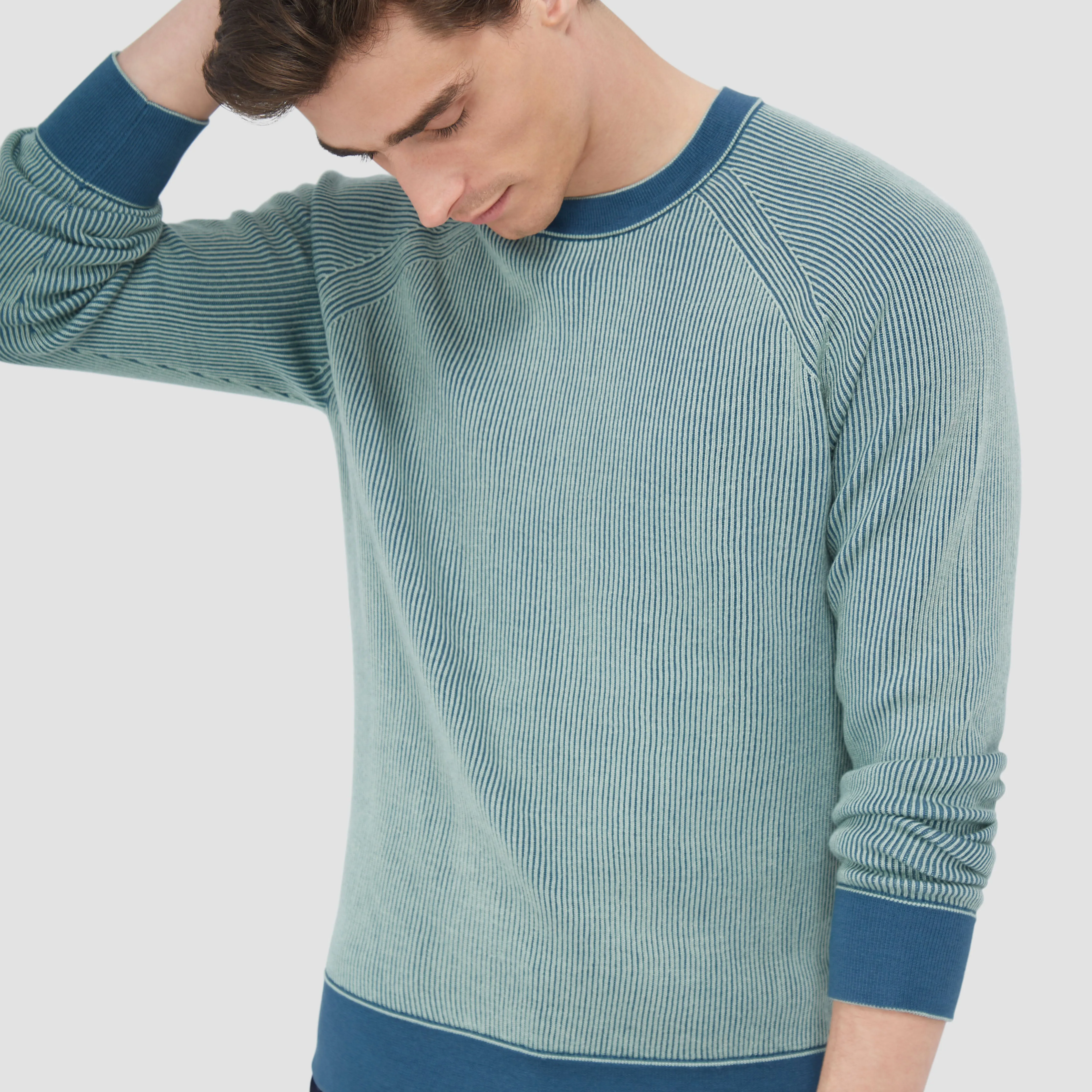 Fisherman Rib Jacquard Crew Neck Sweater