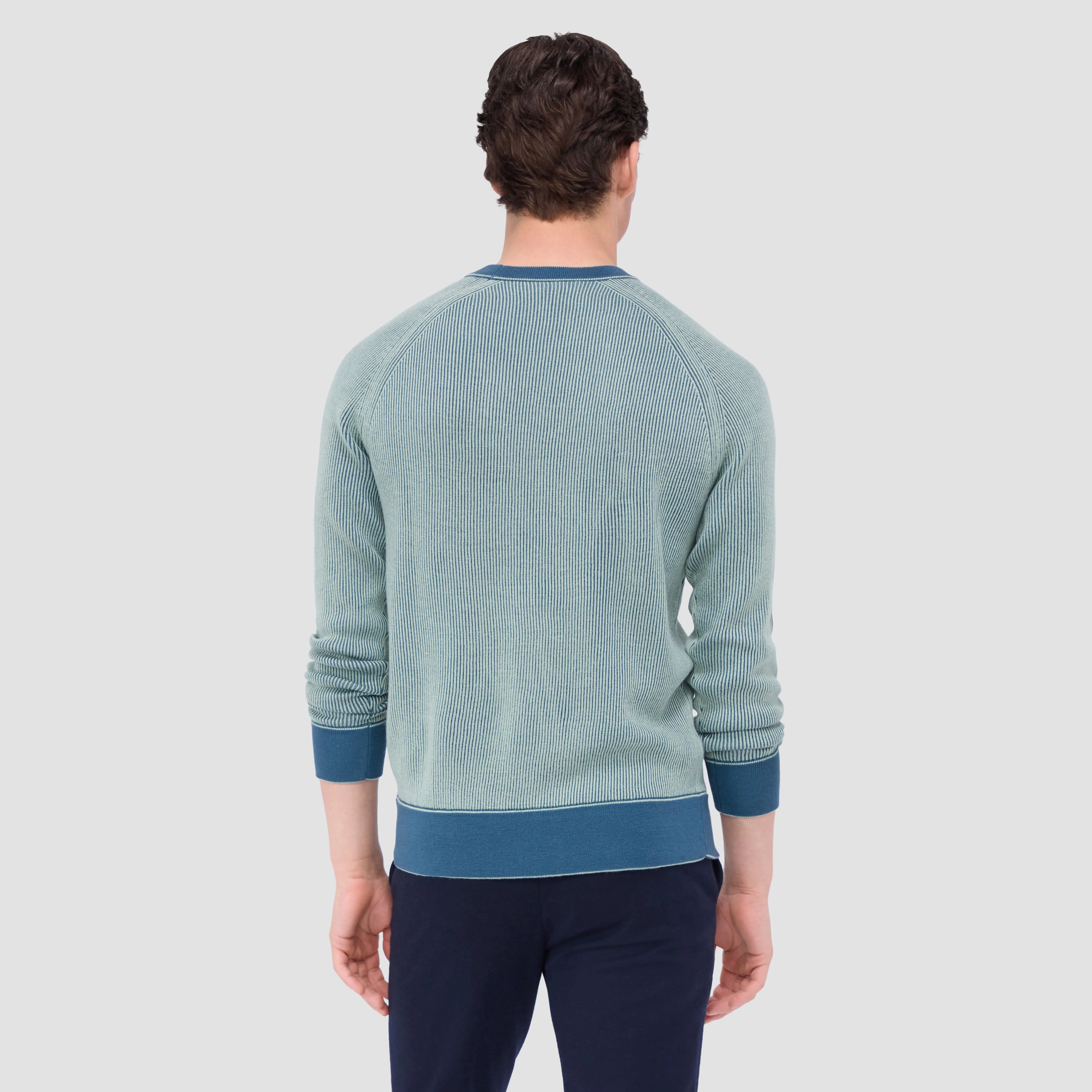 Fisherman Rib Jacquard Crew Neck Sweater