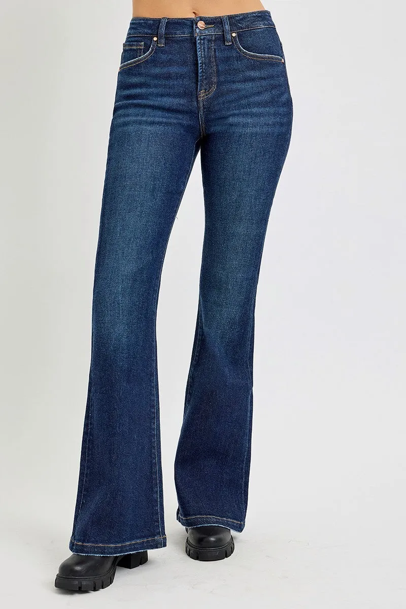 Full Size High Rise Flare Jeans with Pockets