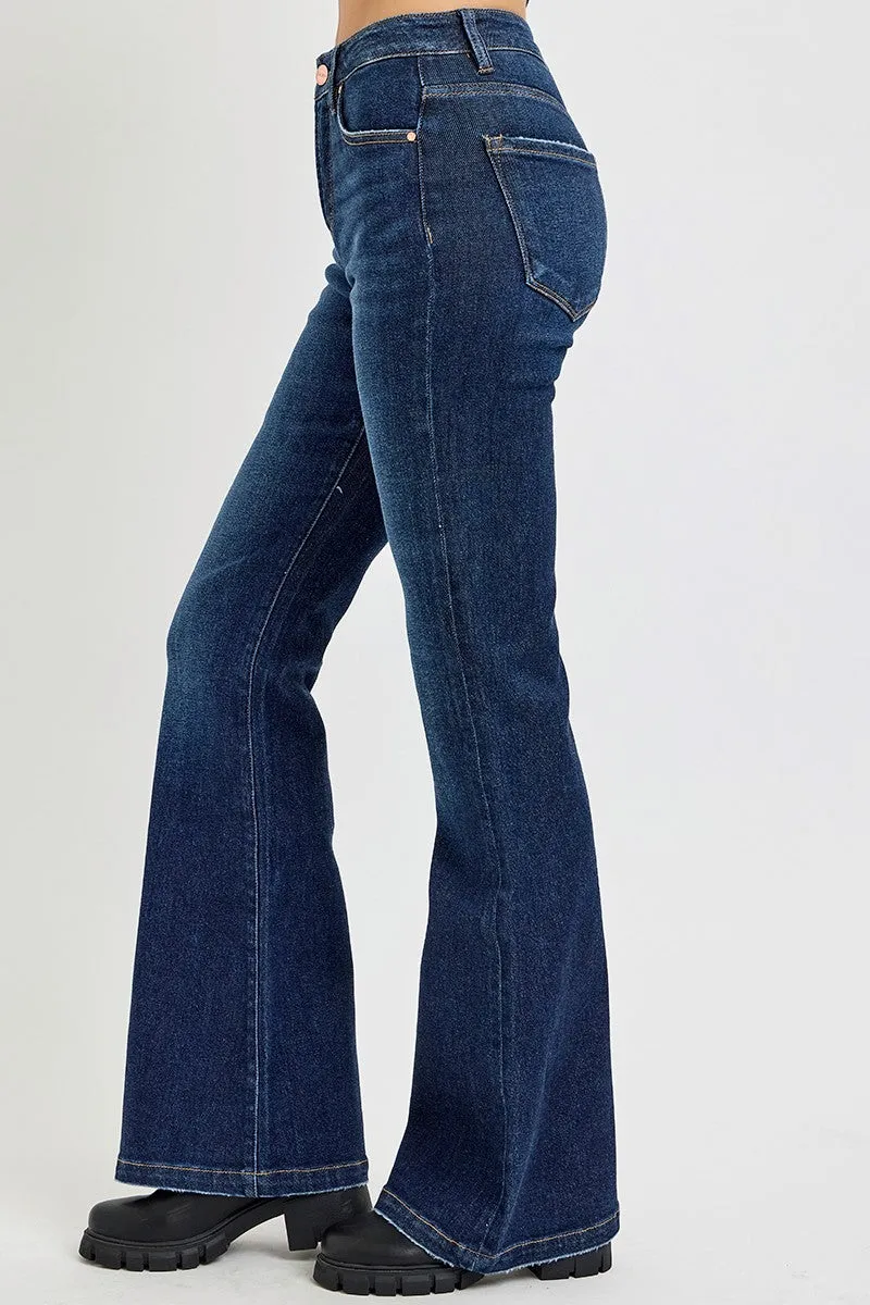 Full Size High Rise Flare Jeans with Pockets