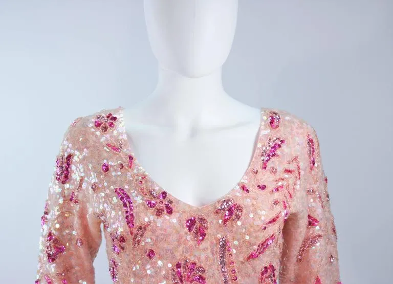 GENE SHELLY'S Pink Stretch Knit Beaded Cocktail Dress Size 8