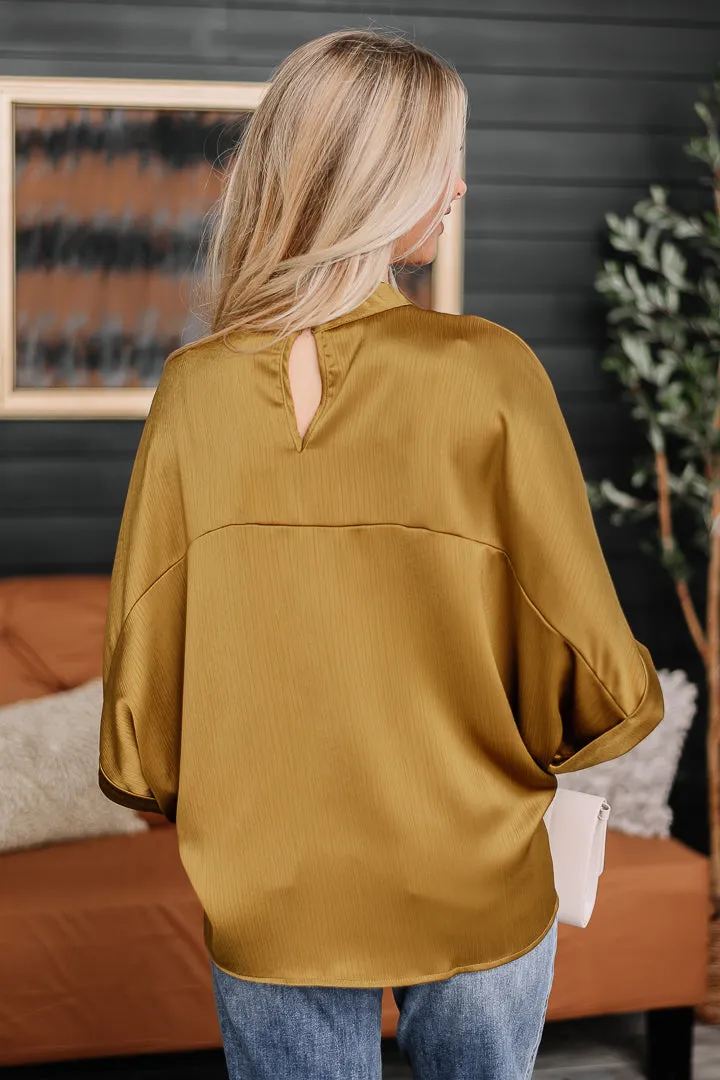 Get Together Oversized Satin Top | {Mustard}