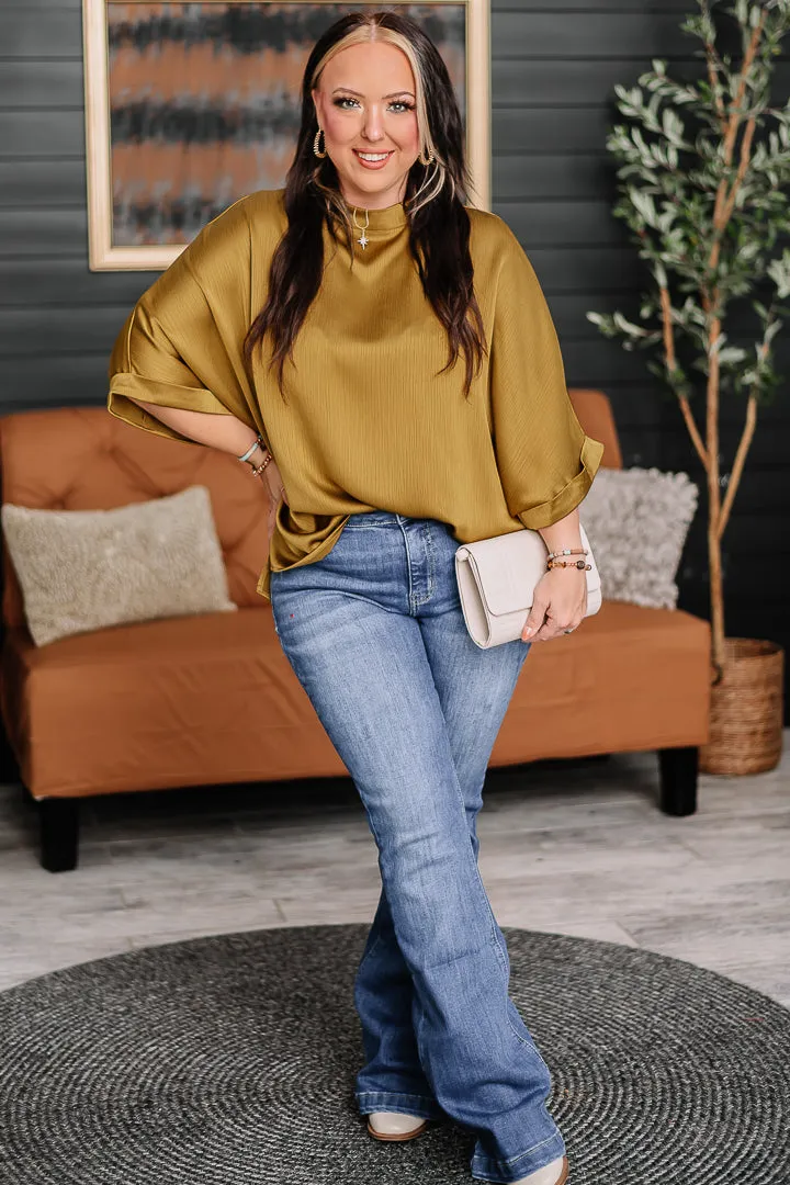 Get Together Oversized Satin Top | {Mustard}