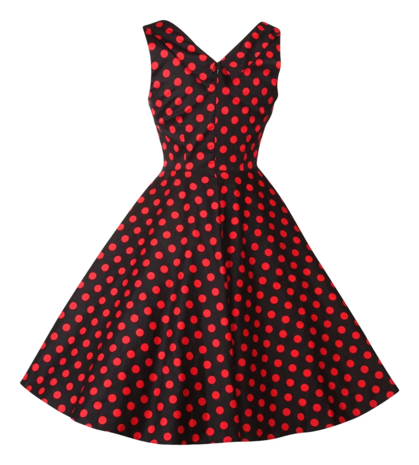 Grace Vintage Glamorous Swing Dress in Black-Red Polka Dots