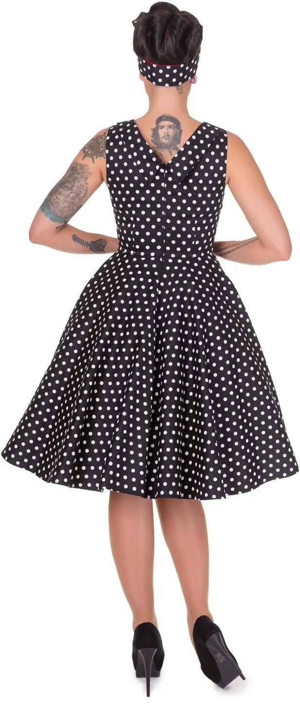 Grace Vintage Style Jive Dress in Black Polka Dots