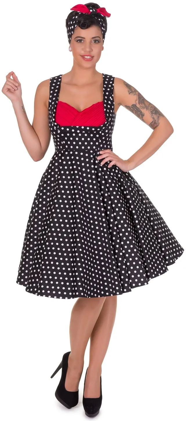 Grace Vintage Style Jive Dress in Black Polka Dots