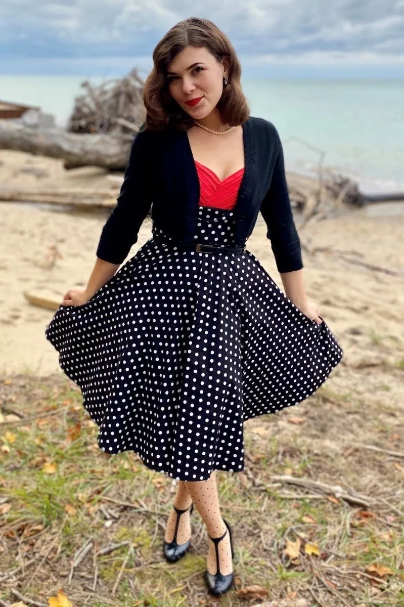 Grace Vintage Style Jive Dress in Black Polka Dots