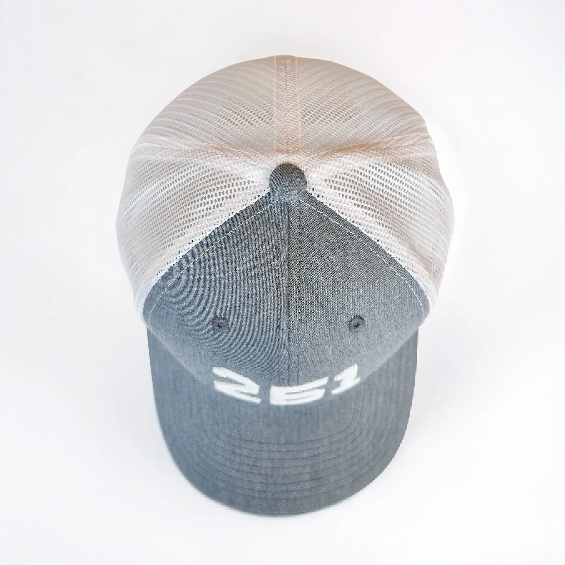 Gray and White 251 Mesh Back Trucker Hat