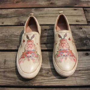 Handmade Women’S Low Top Fashion Leather Sneakers Hand-Painted Princess