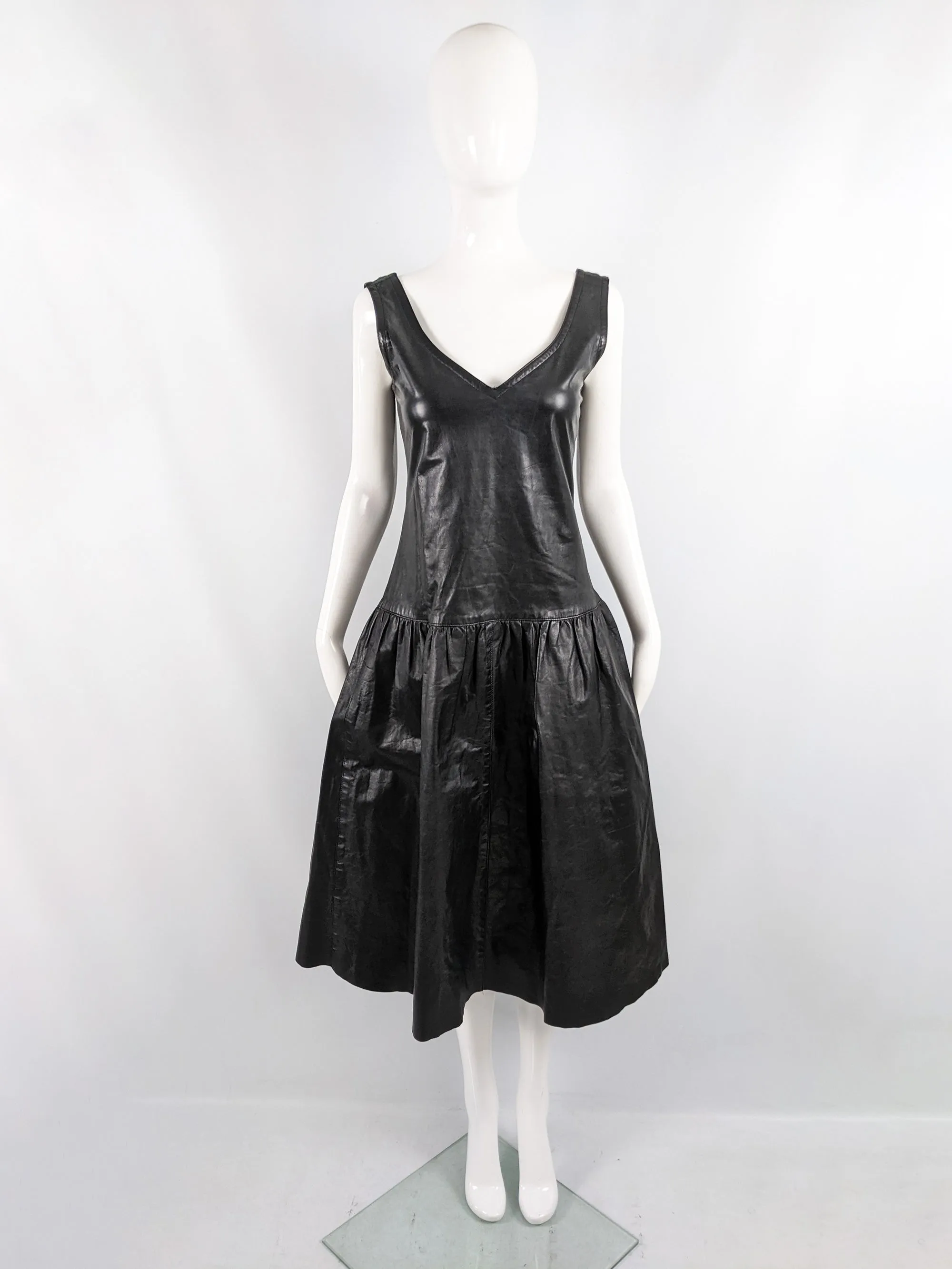 Harrods Vintage Real Leather Lace Back Dress, 1980s