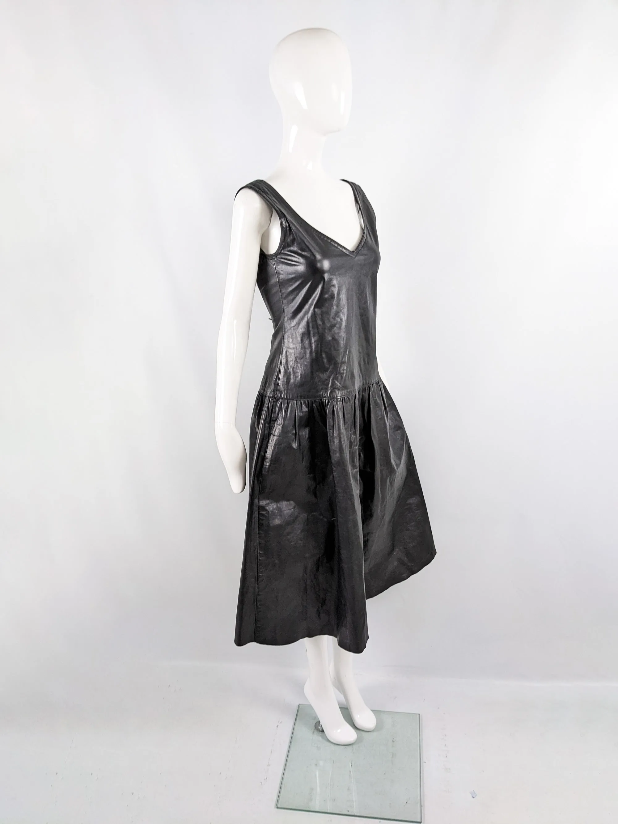 Harrods Vintage Real Leather Lace Back Dress, 1980s