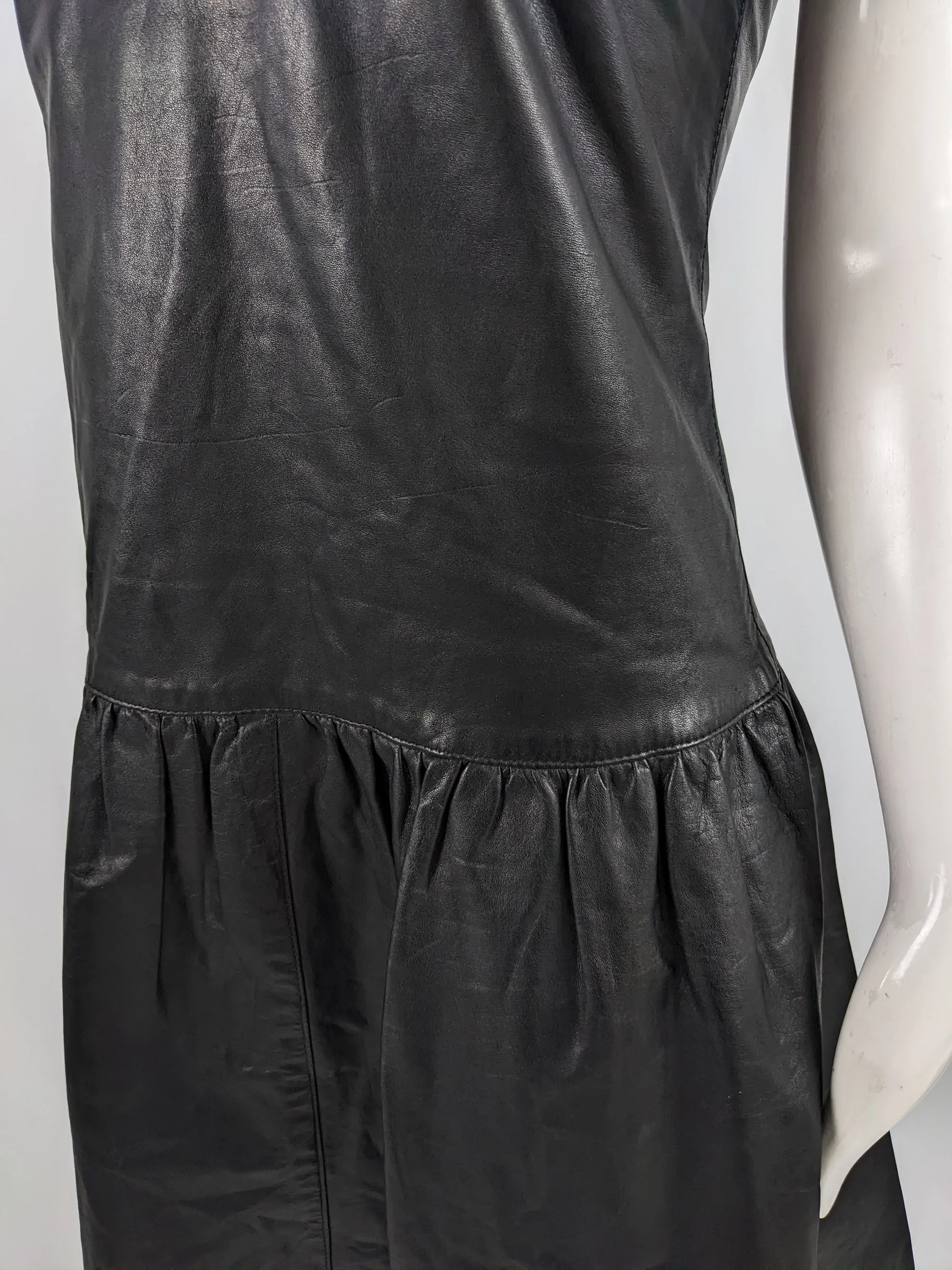 Harrods Vintage Real Leather Lace Back Dress, 1980s