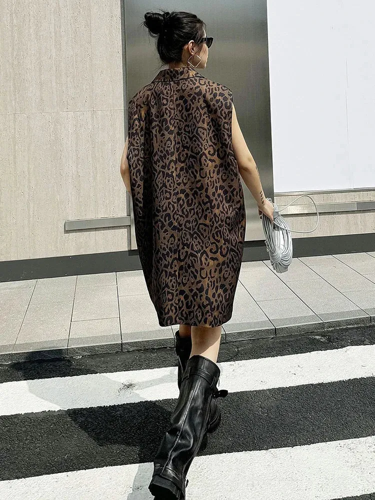 HEYFANCYSTYLE Korean Style Leopard Vest Dress