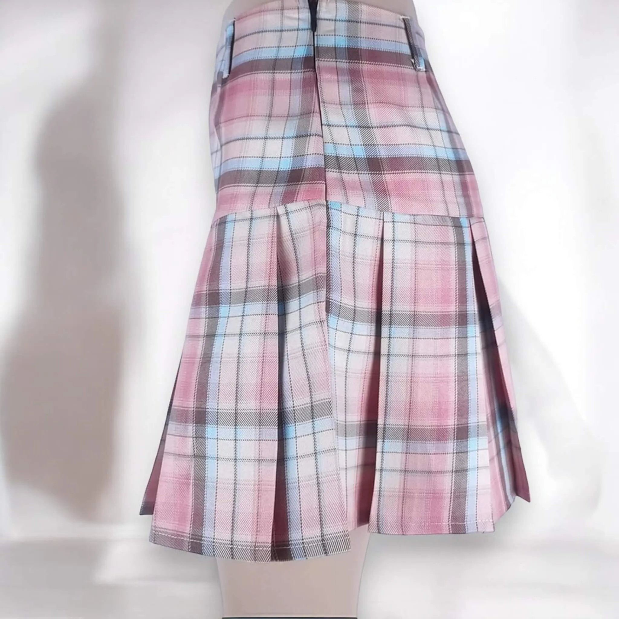 High Waist Colorful Plaid Pleated Mini Skirt