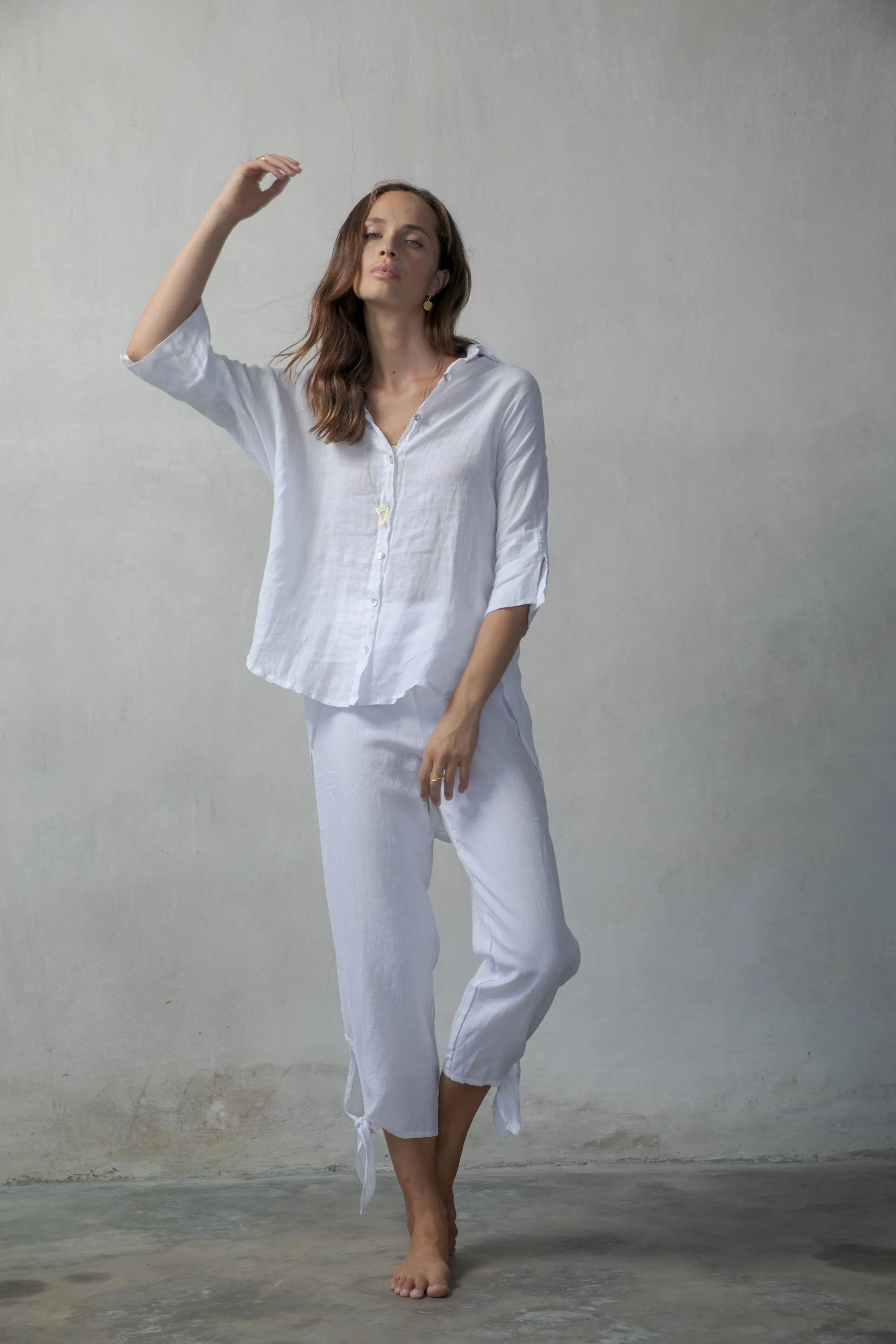 Il Ragazzo Boyfriend White Linen Shirt