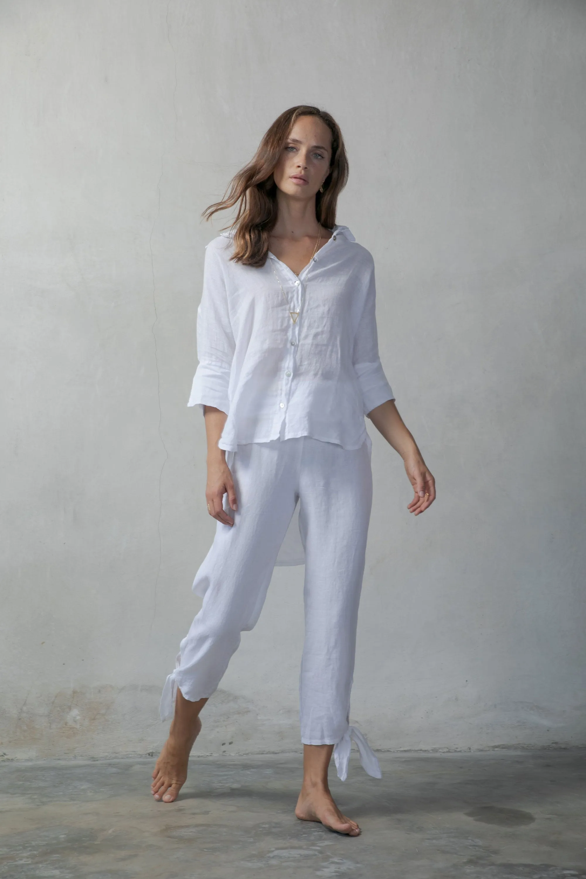 Il Ragazzo Boyfriend White Linen Shirt