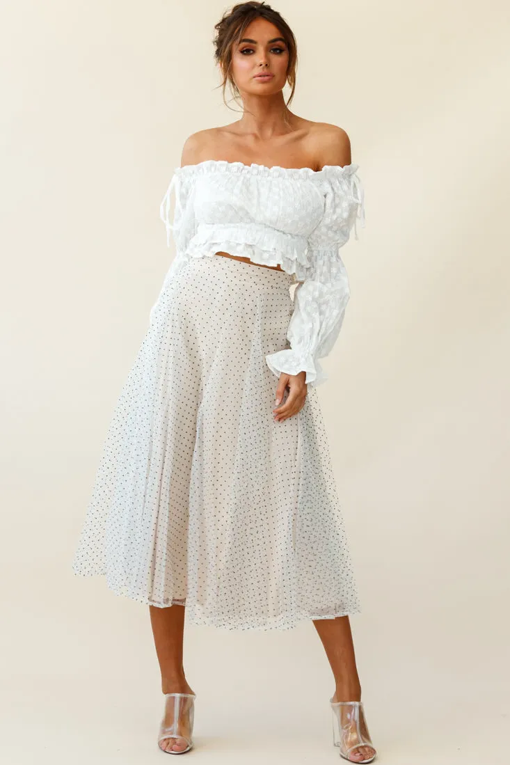 Jasmine Hail Spot Mesh Midi Skirt White