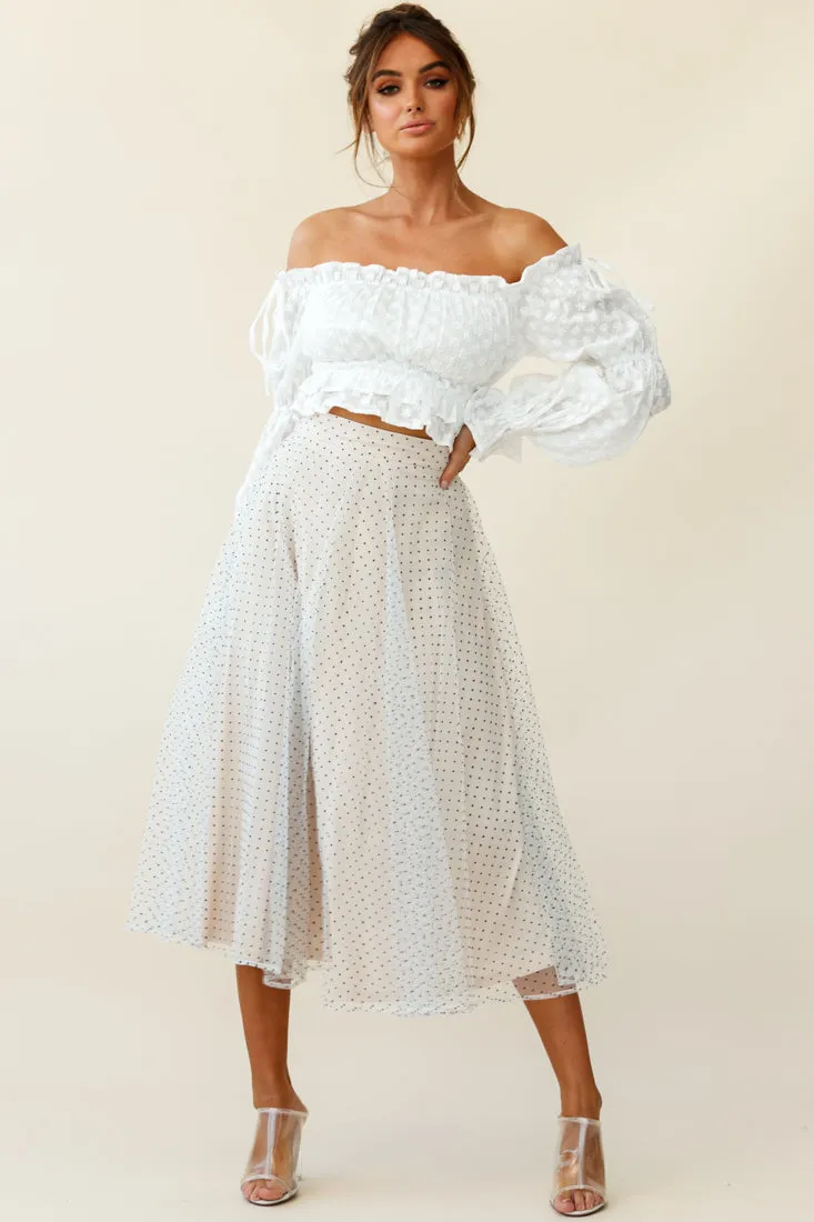 Jasmine Hail Spot Mesh Midi Skirt White