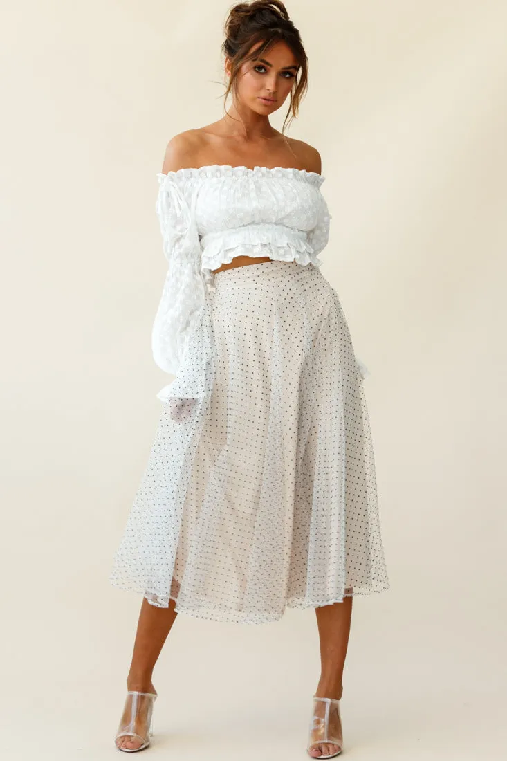 Jasmine Hail Spot Mesh Midi Skirt White