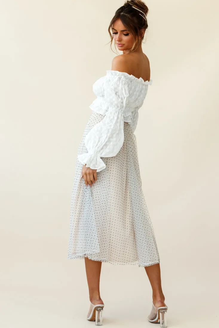 Jasmine Hail Spot Mesh Midi Skirt White