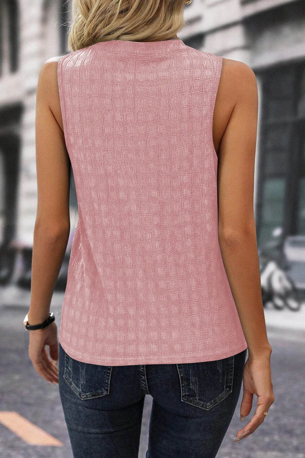 Lattice Split V-Neck Tank Top