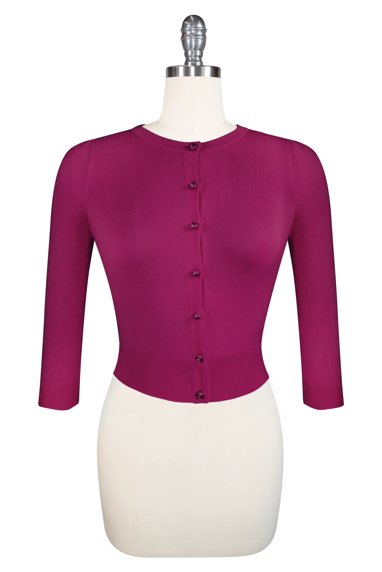 Le Jardin 3/4 Sleeve Cardigan (Fuchsia)