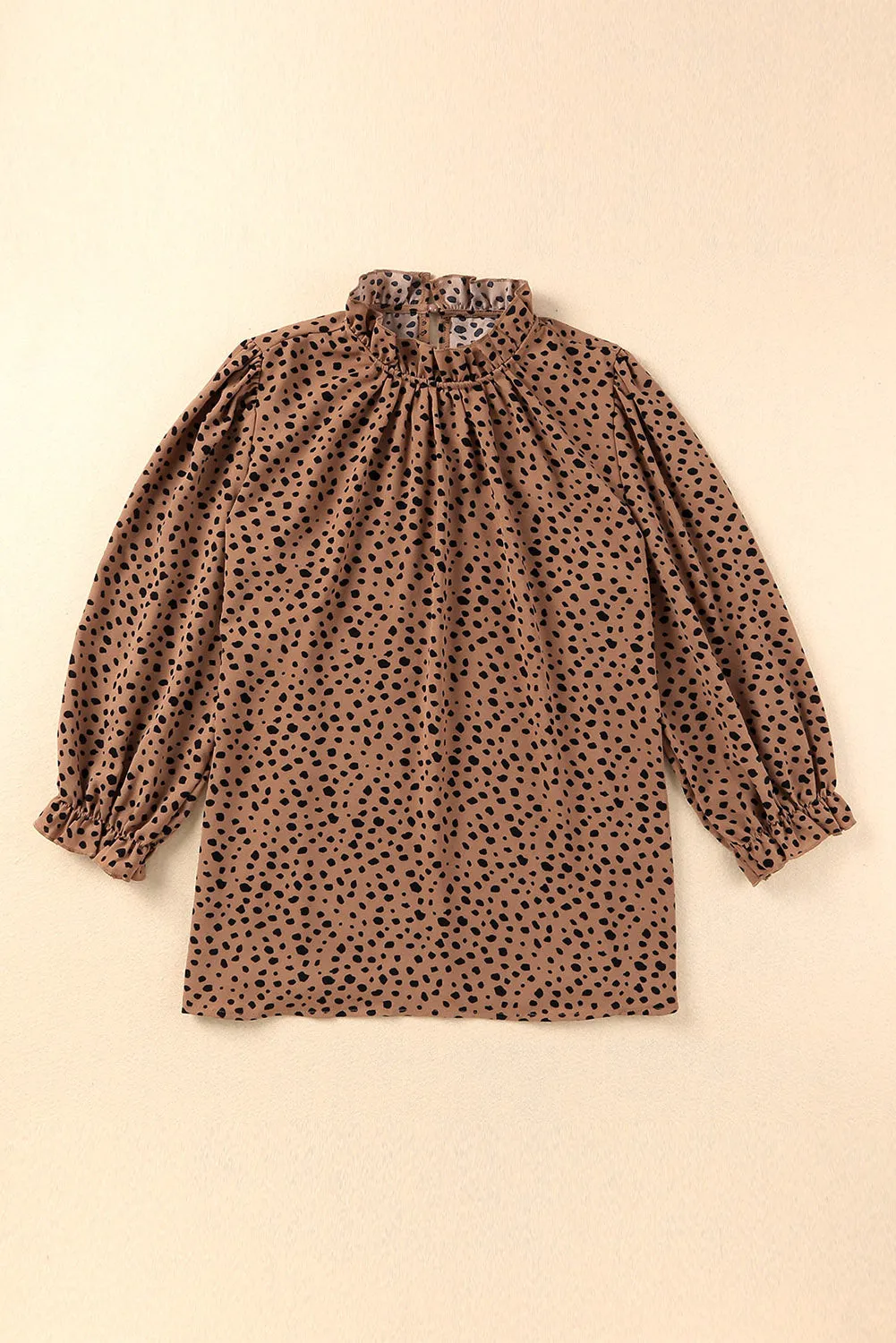 Leopard Frilled 3/4 Sleeve Blouse