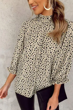 Leopard Frilled 3/4 Sleeve Blouse